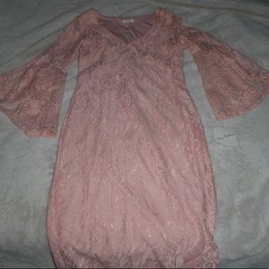 Pretty long sleeve pink laced dress